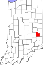 Map of Indiana highlighting Fayette County