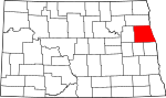 State map highlighting Grand Forks County