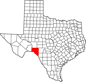 Map of Texas highlighting Val Verde County