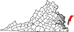 State map highlighting Accomack County