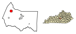 Location of Loretto in Marion County, Kentucky.