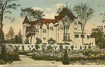 PostcardStamfordCTShippanPointFJMarionResidence1920