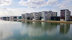 UEL Docklands Campus from bridge.jpg