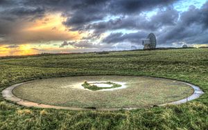 Cleave Camp, old gun emplacement and dish, December 2013