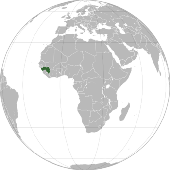 Guinea in dark green