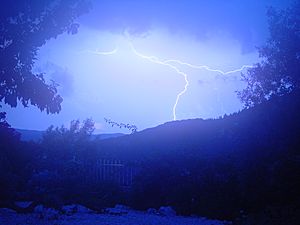 Lightning strikes mountain top