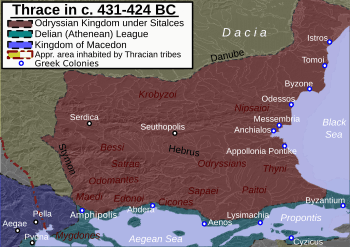 The Odrysian kingdom during its peak under king Sitalces