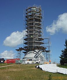 Scaffolding on Mt. Greylock's War Memorial