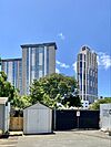 801 South Towers and Keola Lai from Kawaiahaʻo Church, Kakaako, Honolulu, HI.jpg