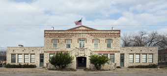 City hall in Castroville, Texas. The building was the first permanent county courthouse for Medina County before the county seat was moved to Hondo, Texas. The building became a school and then city LCCN2014631314.tif