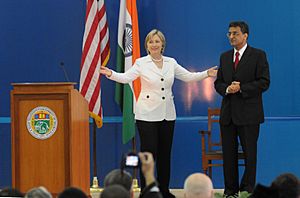 Hillary Rodham Clinton, speaks at University of Delhi, 2009