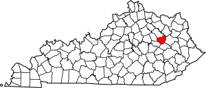 Map of Kentucky highlighting Menifee County