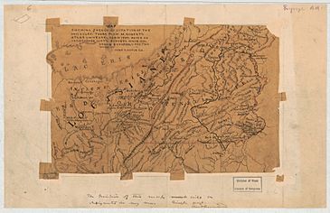 Map showing French occupation of the Ohio Valley - taken from Mr. Robert's Atlas universel, Paris 1755 - based on Christopher Gist's surveys made 1751 LOC 2018590090