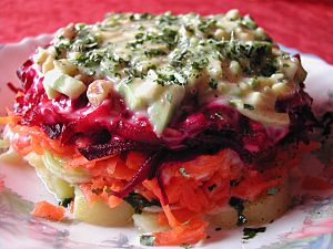 Sea under a coat---layer salad