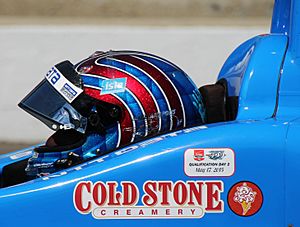 Tony Kanaan in car at Carb Day 2015 - Stierch