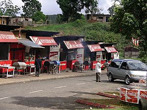 Jerk stands along Highway A1 in central Jamaica