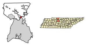 Location of Ridgetop in Robertson County, Tennessee.