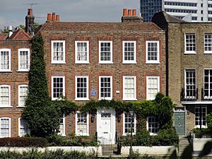 Strand on the Green, Chiswick, London, England -blue plaque for Johann Zoffany-31Aug2010