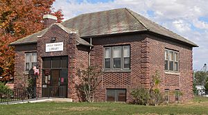 Wausa, Nebraska library from SW