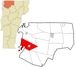 Location in Franklin County and the state of Vermont.