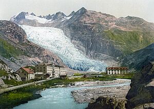 Gletch und Rhonegletscher um 1900