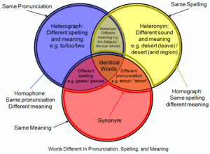 Homograph homophone venn diagram