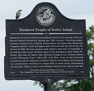 Butler Plantation Weeping Time historical marker, McIntosh County, GA, US