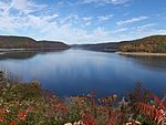 A photo of Allegheny Reservoir in fall