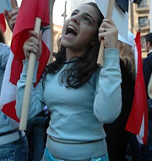 Female protester in Cedar Revolution