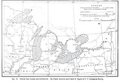 Lake Lundy with Lake Chicago and Lake Duluth 1913