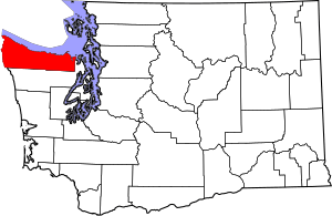 Map of Washington highlighting Clallam County