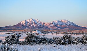 Spanish Peaks at sunrise