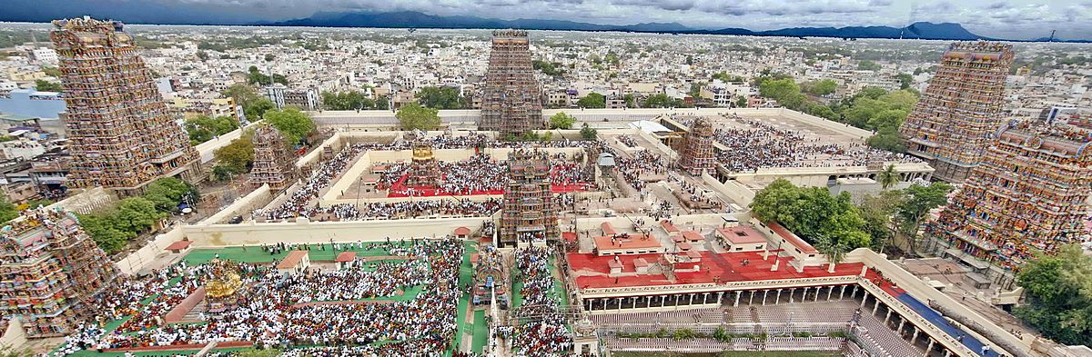 An aerial view of Madurai city from atop of Meenakshi Amman temple