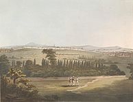 East view of Bangalore, with the cypress garden, from a pagoda.