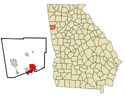 Location in Haralson County and the state of Georgia