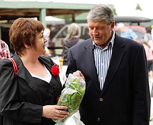 Megan and Jim with Marty at the Riccarton Market