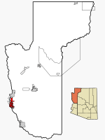 Mohave County Incorporated and Unincorporated areas Mohave Valley highlighted.svg