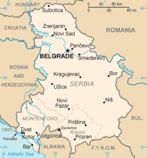 Serbia and Montenegro map from CIA World Factbook, circa 2005