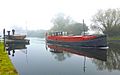 Dutch Barge passing a swing bridge, on the Gloucester & Sharpness Canal