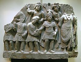 Gandhara, omaggio di un re kushana al bodhisattva, II-III sec