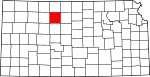 State map highlighting Rooks County