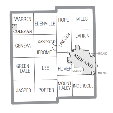 Midland County, MI census map