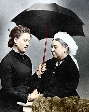 Princess Beatrice mourning with Queen Victoria