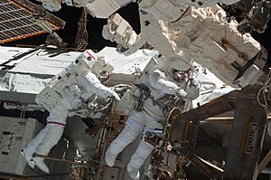 STS-130 EVA1 Robert Behnken and Nicholas Patrick 1