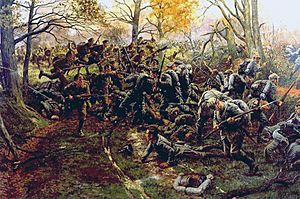 2nd Ox & Bucks, Nonne Bosschen, defeating the Prussian Guard 1914 by W.B. Wollen