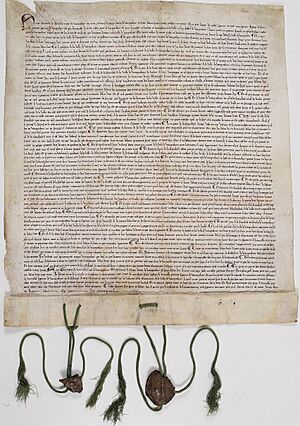 Charte de franchise de la ville de Vaucouleurs octroyée par Gautier de Joinville et confirmée par son oncle Jean de Joinville l’historiographe de Saint-Louis, - Archives Nationales - AE-II-300