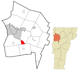 Location in Chittenden County and the state of Vermont.