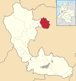 Location of Quinchía in the department of Risaralda.