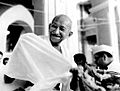 Mahatma Gandhi laughing