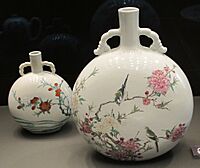 Moon flasks. Famille rose. Qing 1723-35. Sir Percival David Collection, British Museum